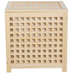 Stilfull tvättkorg i trä med avtagbar tvättpåse