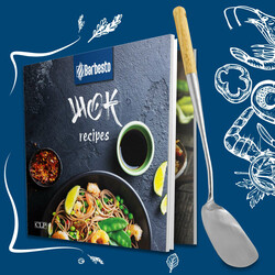 Mångsidigt wok-set med två kolstålwokar och tillbehör