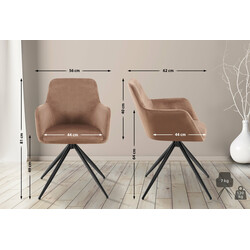 Elegant vridbar matstol i sammet med metallram