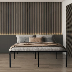 Modern och hållbar metallsäng med förvaringsutrymme