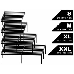 Modern och hållbar metallsäng med förvaringsutrymme