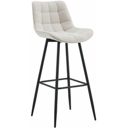 Elegant barstol med quiltat tyg och svart metallram