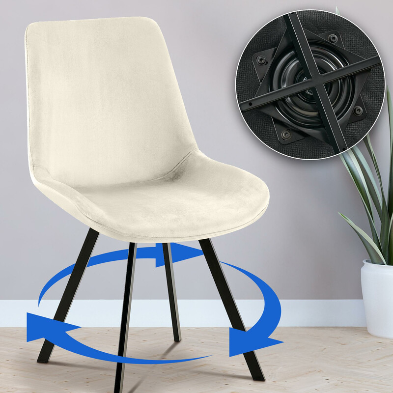 Bekväm och elegant svängbar stol med sammetsklädsel