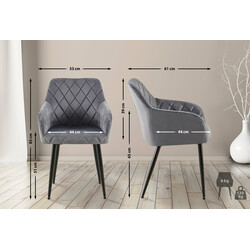 Bekväm och stilren köksstol med sammet och metallram