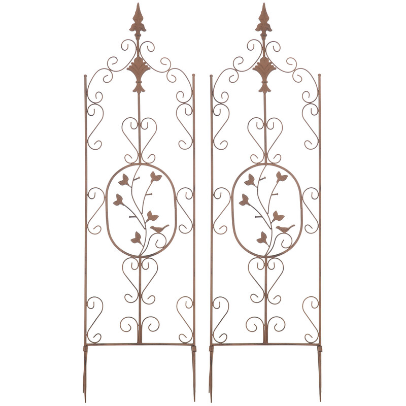 Handgjord järnspaljé med antikpatina för klätterväxter