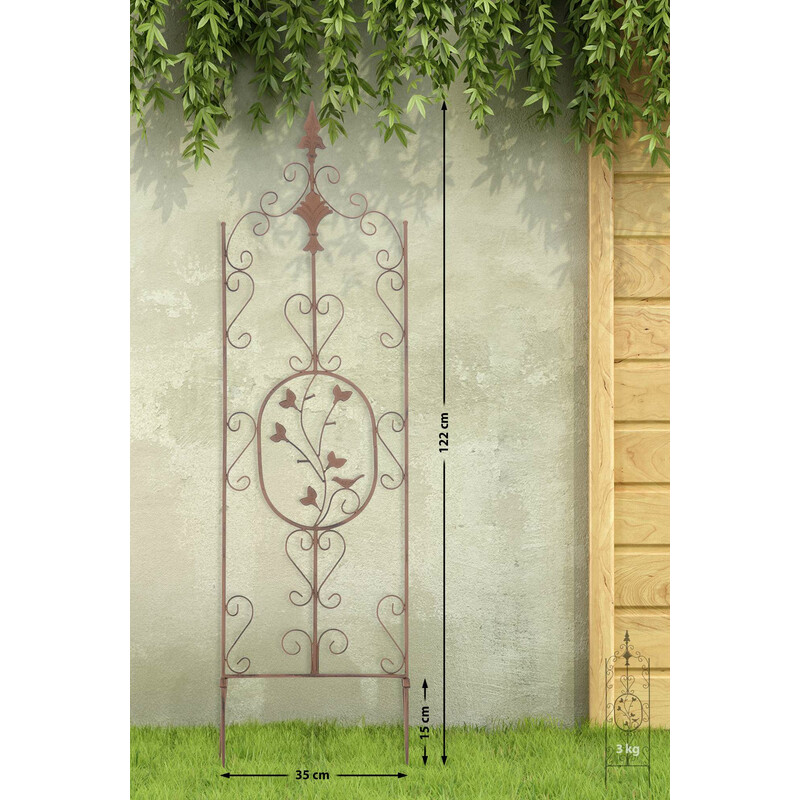 Handgjord järnspaljé med antikpatina för klätterväxter