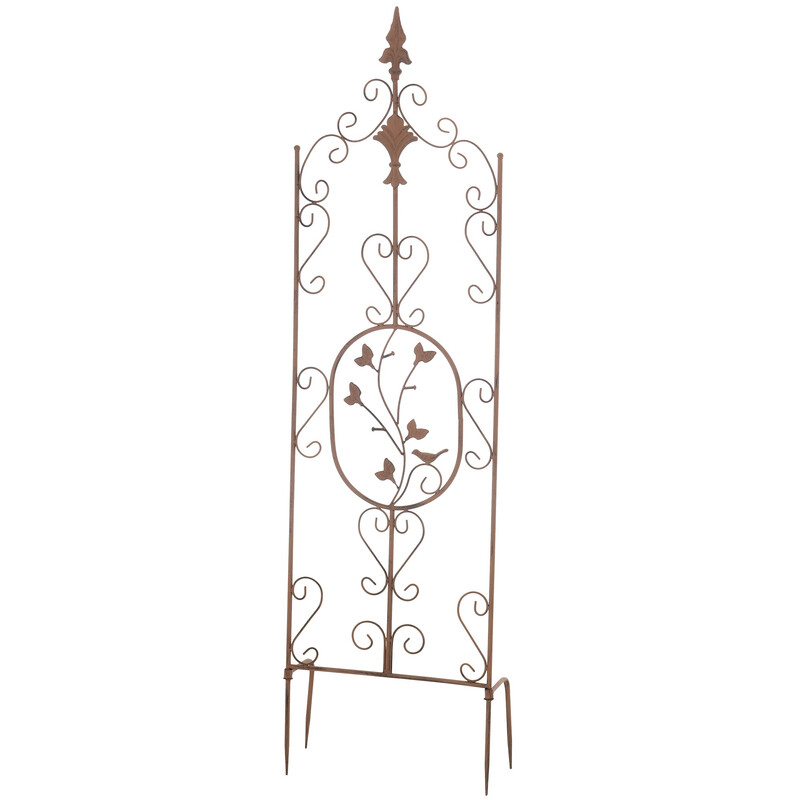 Handgjord järnspaljé med antikpatina för klätterväxter
