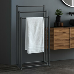 Elegant fristående handdukshållare i rostfri mattsvart metall