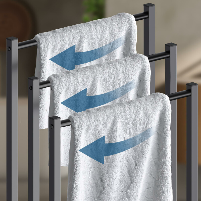 Elegant fristående handdukshållare i rostfri mattsvart metall