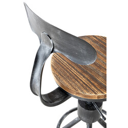 Industriell barstol i furu och metall med justerbar höjd