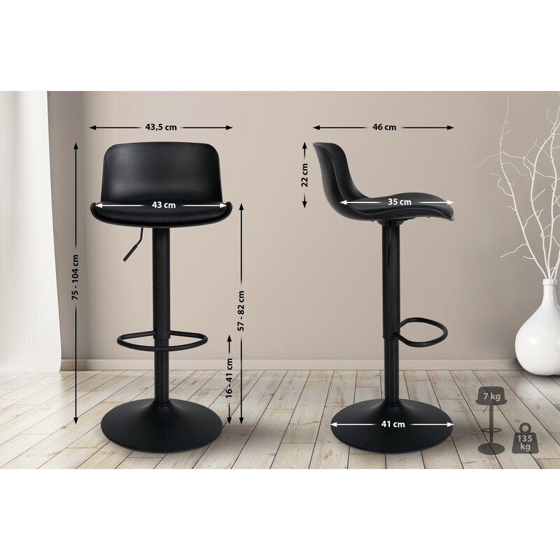 Elegant justerbar barstolsduo med konstläder och fotstöd