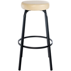 Stilren barstol med vadderad sits och mattsvart metallstomme