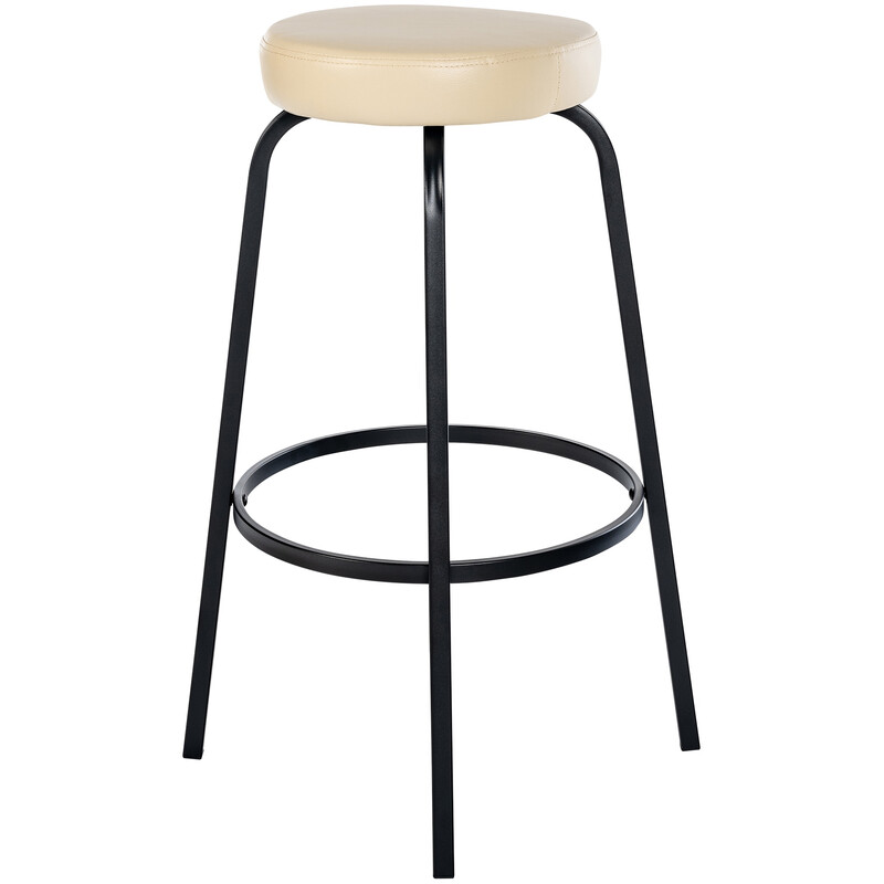 Stilren barstol med vadderad sits och mattsvart metallstomme