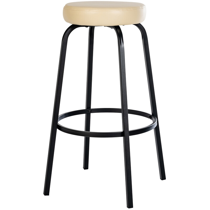 Stilren barstol med vadderad sits och mattsvart metallstomme