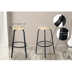 Stilren barstol med vadderad sits och mattsvart metallstomme