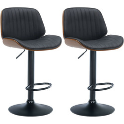 Eleganta höjdjusterbara barstolar i konstläder och böjt trä