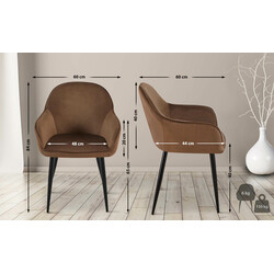 Elegant och bekväm matstol med sammetklädsel och metallram