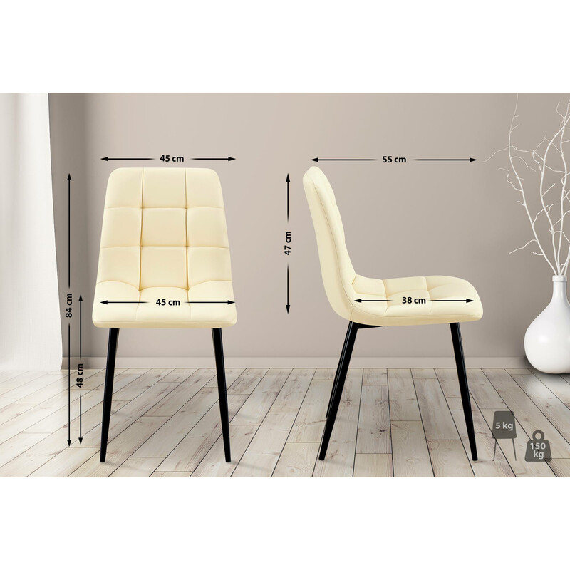 Eleganta matstolar med quiltad design och konstläderklädsel