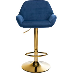 Modern höj- och sänkbar barstol i sammet med gyllene ram