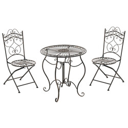 Nostalgisk sittgrupp i järn med antikpatina för trädgård