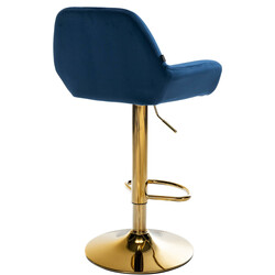 Elegant höjdjusterbar barstol i gyllene sammet med fotstöd