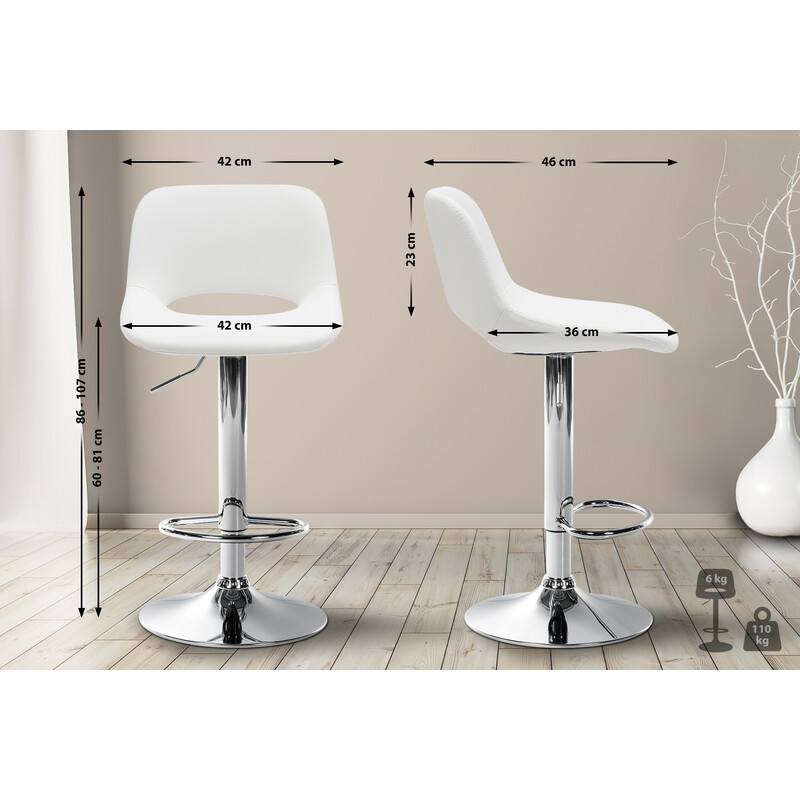 Moderna höjdjusterbara barstolar i konstläder med fotstöd