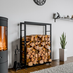 Elegant och praktisk vedförvaring med hjul för moderna hem