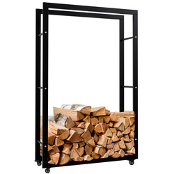 Elegant och praktisk vedförvaring med hjul för moderna hem