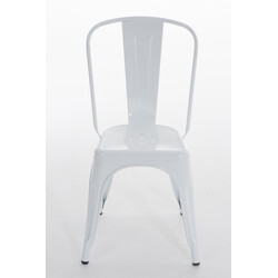 Stapelbar metallstol med hög rygg och lättskött yta