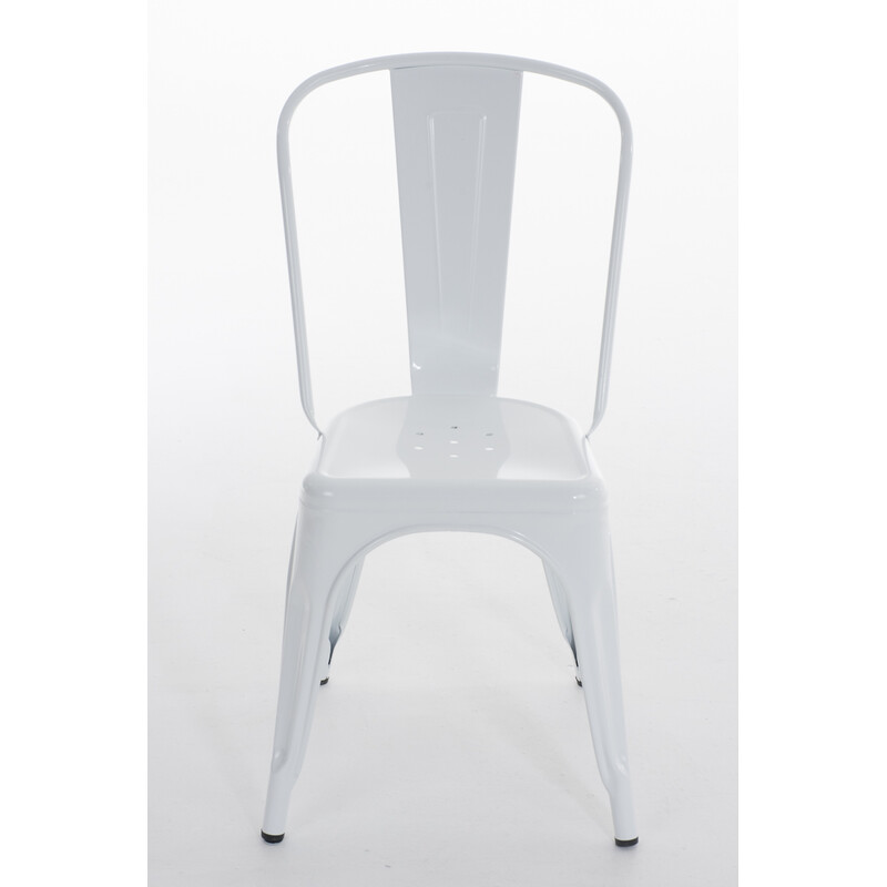 Stapelbar metallstol med hög rygg och lättskött yta