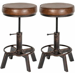 Industriella justerbara barstolar i konstläder, 2-pack