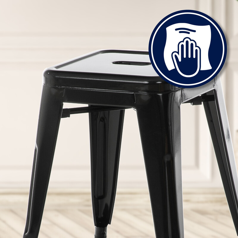 Klassisk stapelbar metallpall med industriell design