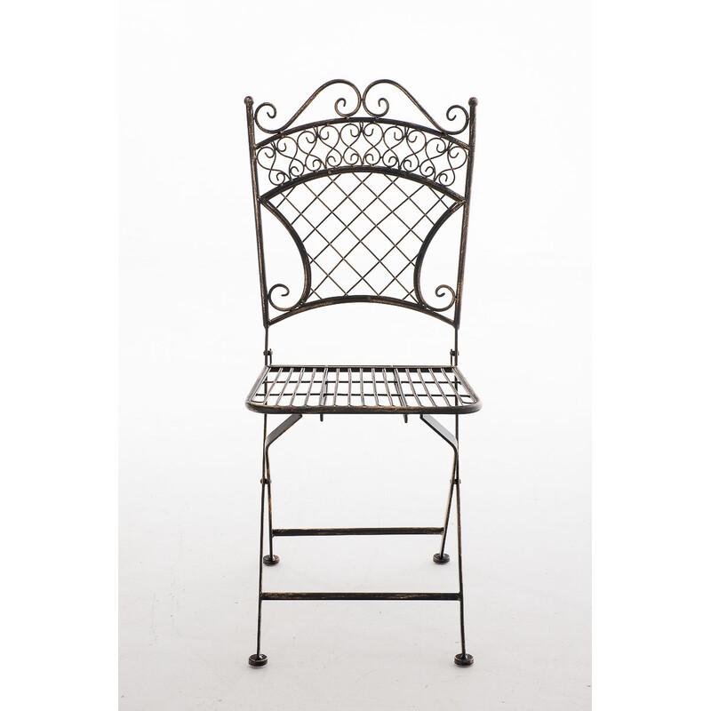 Nostalgisk handgjord trädgårdsstol i järn med antikpatina