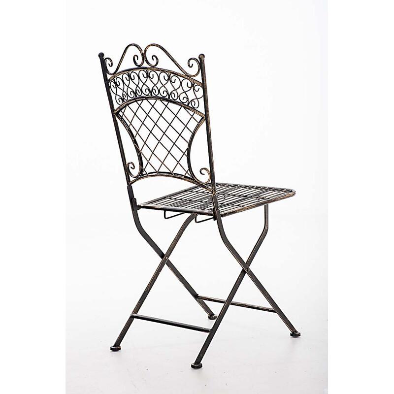 Nostalgisk handgjord trädgårdsstol i järn med antikpatina