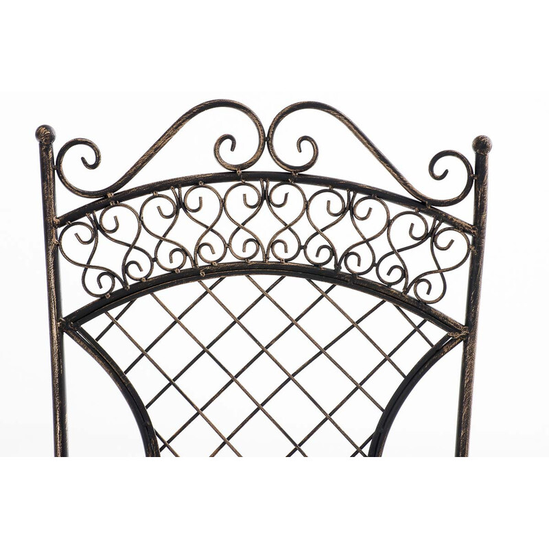 Nostalgisk handgjord trädgårdsstol i järn med antikpatina