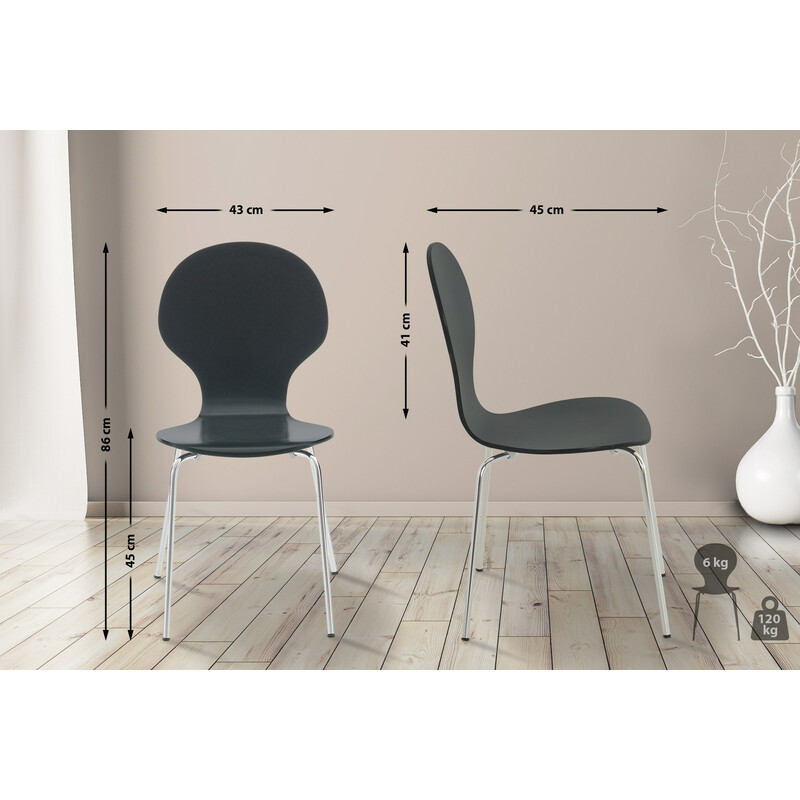 Stapelbar ergonomisk besöksstol i trä och metall