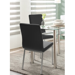 Elegant modern matstol i konstläder med stålben