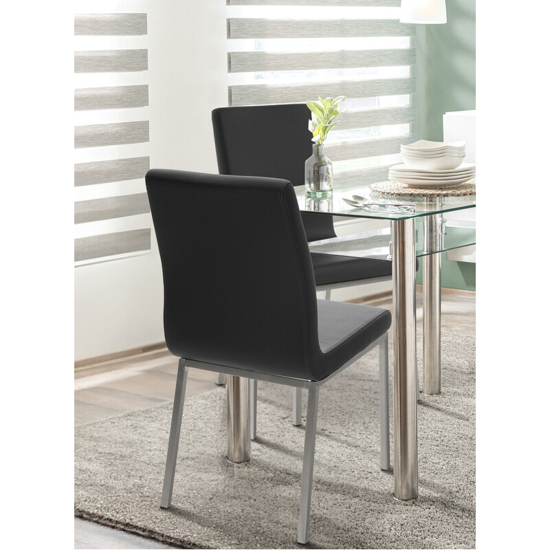 Elegant modern matstol i konstläder med stålben