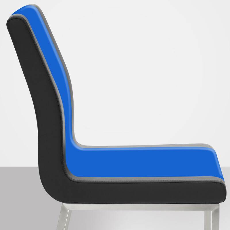 Elegant modern matstol i konstläder med stålben