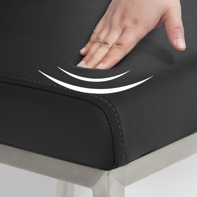 Elegant modern matstol i konstläder med stålben