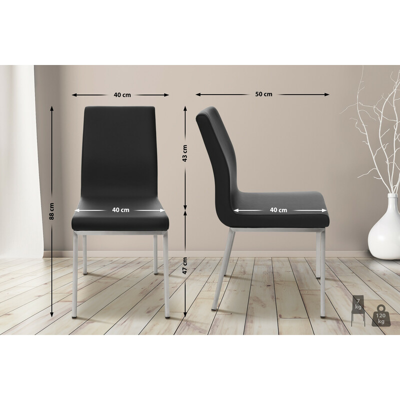 Elegant modern matstol i konstläder med stålben