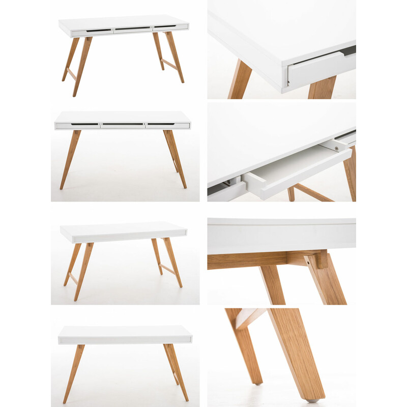 Elegant skrivbord med vit MDF och ekben för hemmet