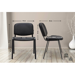 Stapelbar konferensstol i konstläder med svart metallram