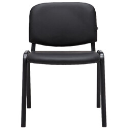 Stapelbar konferensstol i konstläder med svart metallram