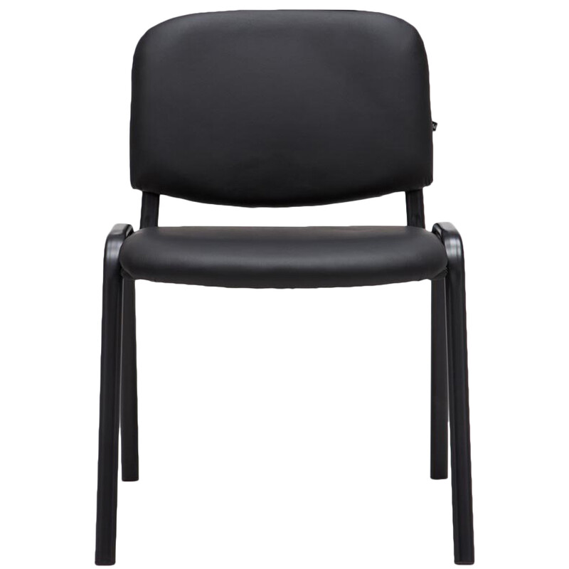 Stapelbar konferensstol i konstläder med svart metallram