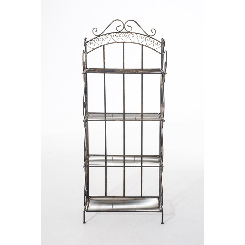 Robust hopfällbar järnhylla med antik finish och fyra plan
