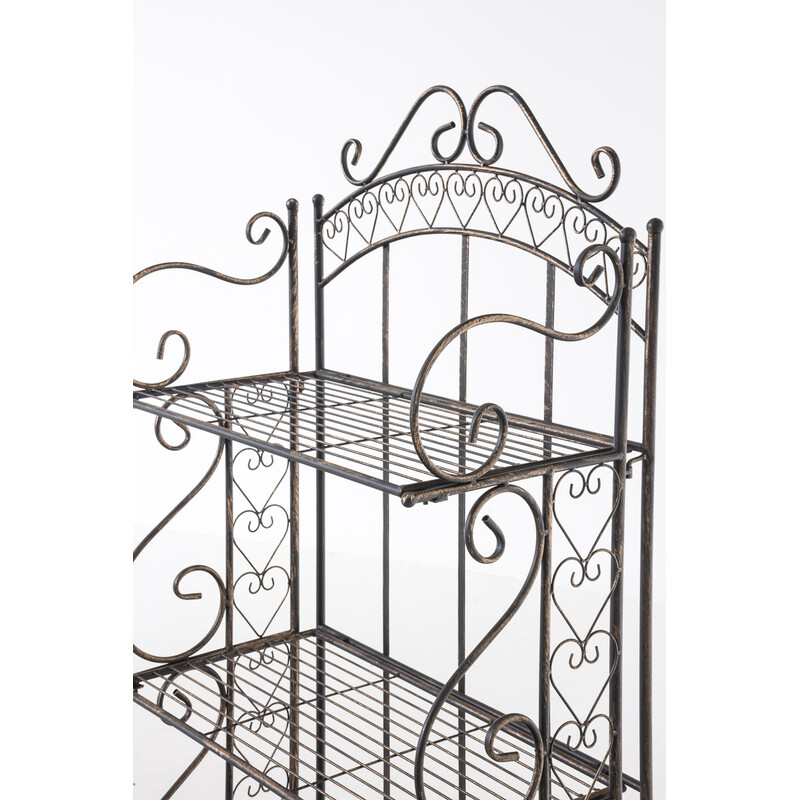 Robust hopfällbar järnhylla med antik finish och fyra plan