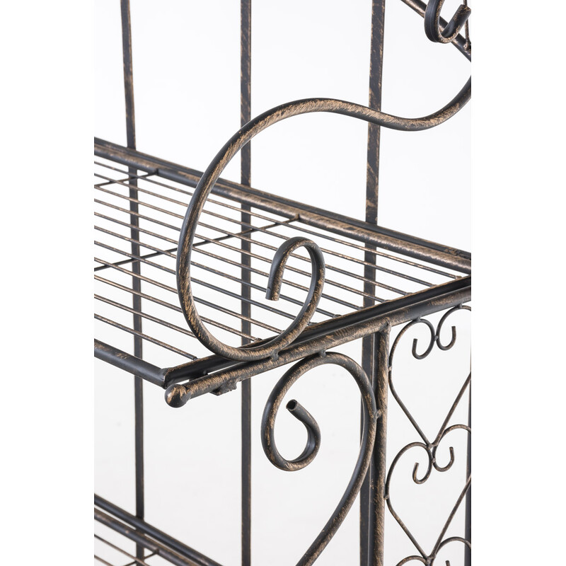 Robust hopfällbar järnhylla med antik finish och fyra plan