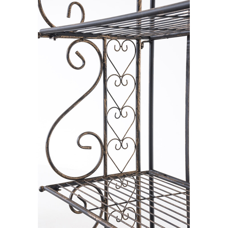 Robust hopfällbar järnhylla med antik finish och fyra plan