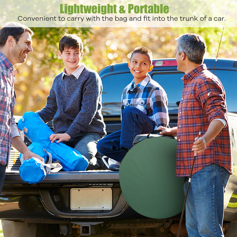 Grönt pop-up tält för dusch, omklädning och toalett